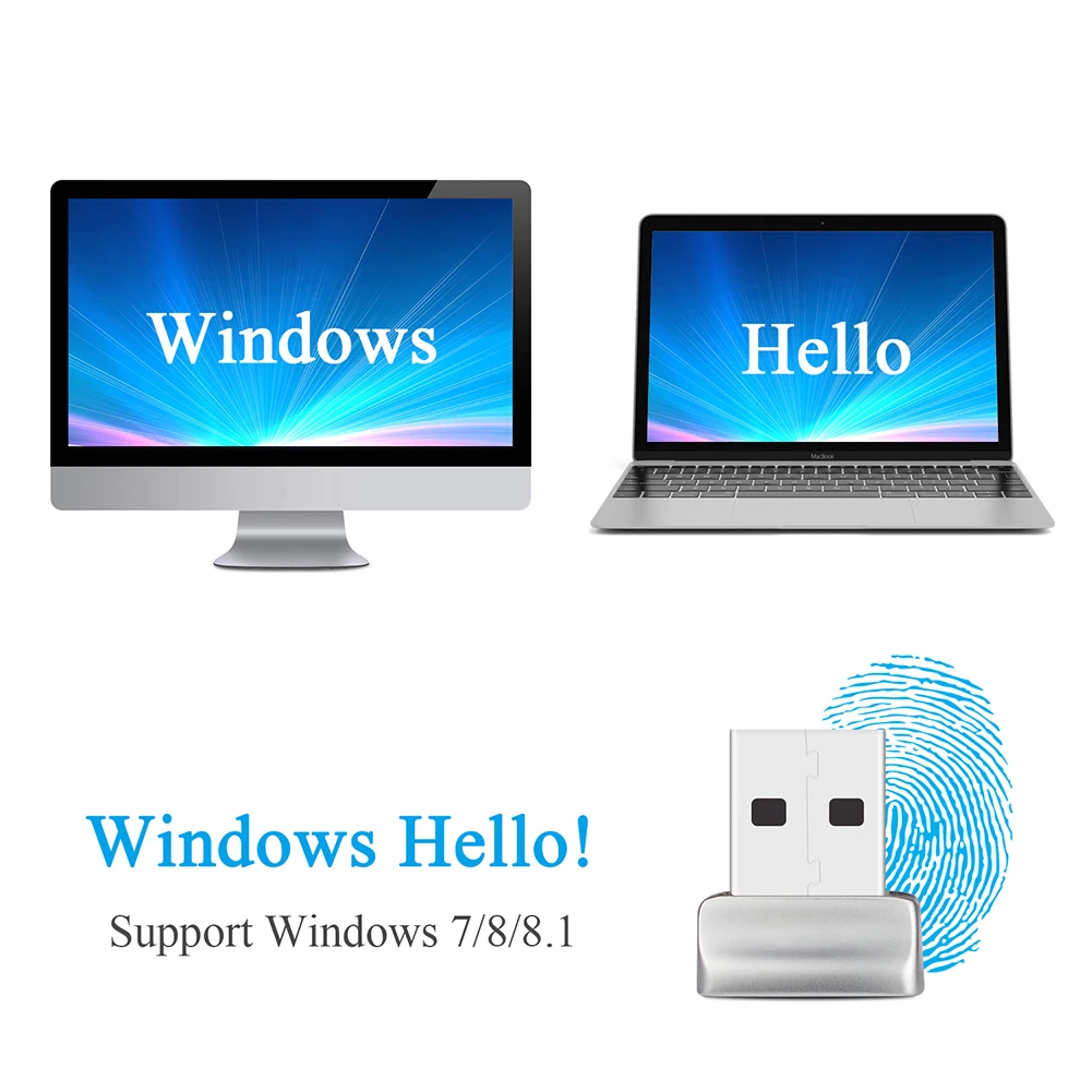 USB pirštų Atspaudų Skaitytuvo Windows 10 Sveiki, pirštų Atspaudų Prisijungimo Prietaiso Laptop Ir PC Biometrinis Skeneris Spynos Nuotrauka 2