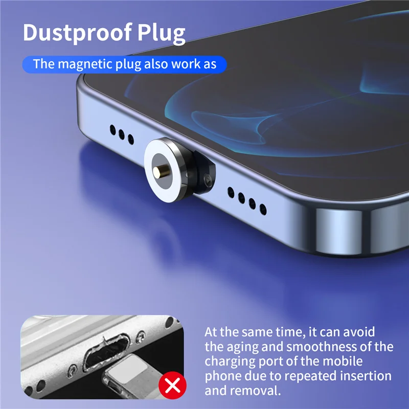 USLION LED Magnetinio USB Laidą Įkrovimo C Tipo Kabelis iPhone 12 11 Xiaomi 