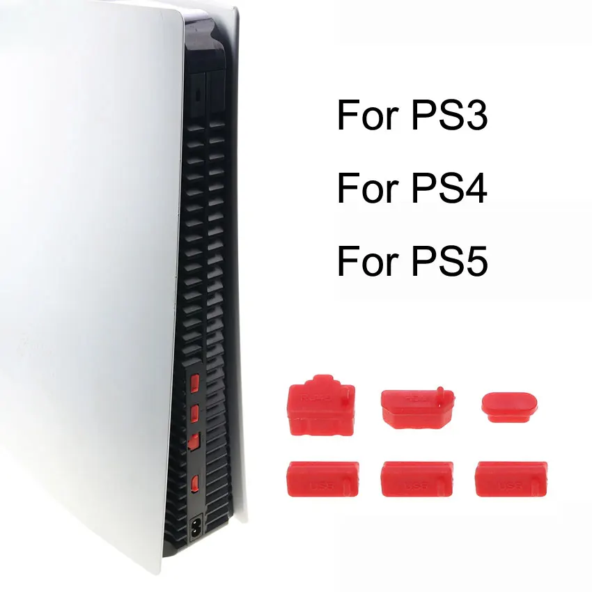 YuXi 6pcs/set kelios Spalvos Silikono Dulkių Prijunkite USB HDM Sąsaja Anti-dulkių Dangtelis apsauga nuo dulkių Kištukas PS5 PS4, PS3 Konsolėje Nuotrauka 2