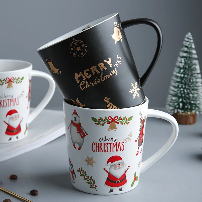 500ML Kalėdų keramikinis Puodelis kūrybos Kavos Puodeliai pora Puodelis kavos puodelio gerti taurės didelės talpos arbatos puodelio pieno Kalėdų dovana Nuotrauka 3