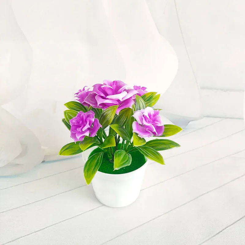 Dirbtinių Gėlių Vazoninių Darbalaukio Padirbtų Augalų Bonsai Plastiko Netikrą Gėlių Vazoninių Augalų Sode Deocr Žydėti Rožė Nuotrauka 3