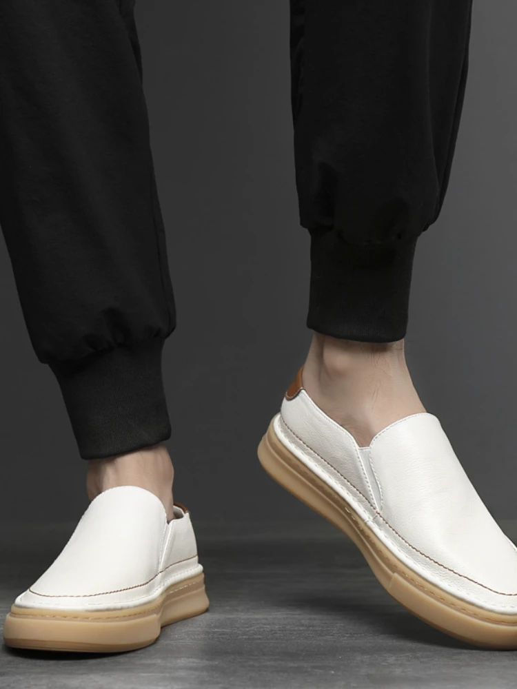 Japonų stiliaus kvėpuojantis laisvalaikio bateliai slip-on mokasīni maži balti bateliai vyrai Nuotrauka 3