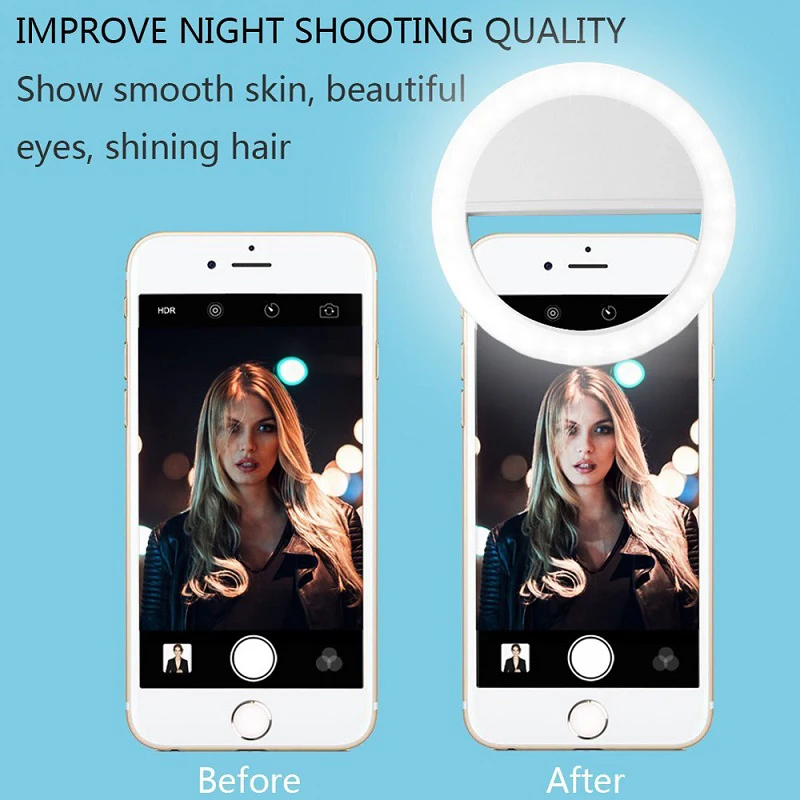 LED Selfie Žiedas Užpildykite Šviesa Grožio Didinti Įrašą USB Mokestis Nešiojamų Minkštas Pritemdomi Šviesos Akis Nekenksmingos Andriod 