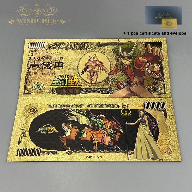 Naujas 5 Dizaino Japonijos Anime Korteles Saint Seiya Banknotų Animacinių filmų Plastikinės Kortelės 24K Auksu Surinkimo Nuotrauka 3