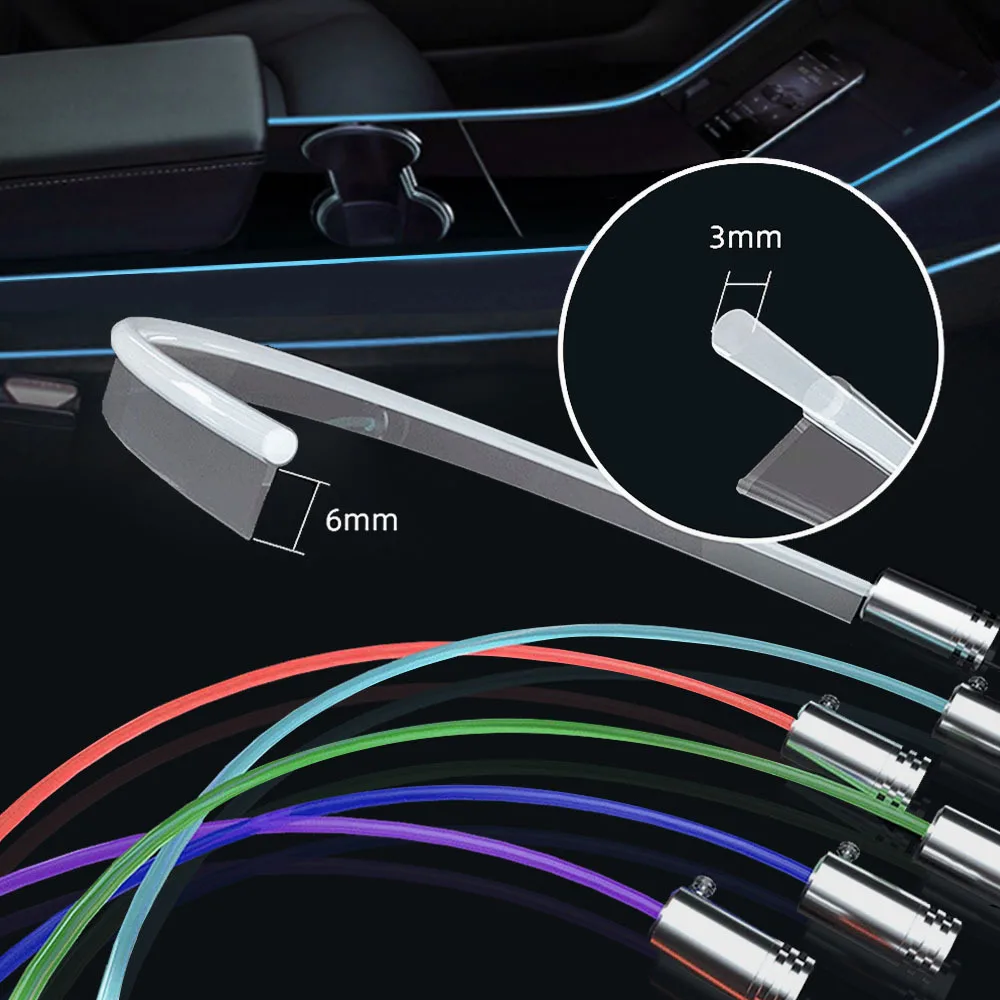 Neoninės Šviesos Vamzdžiai RGB Interjero LED Juostelės Žibintai su App Valdytojas Tesla Modelis 3 Modelis Y dėtuvė prietaisų Skydelio Lemputė Nuotrauka 3