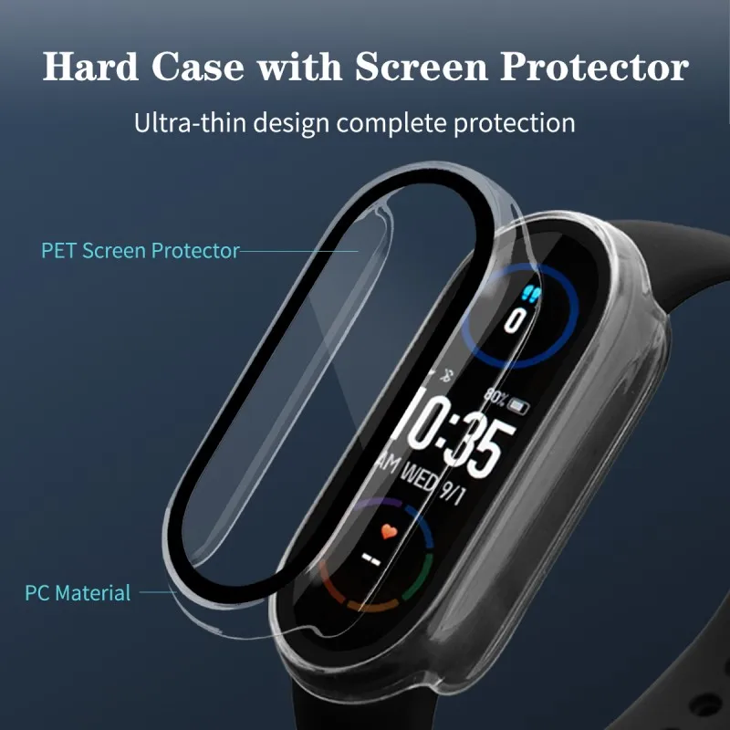 Screen Protector Atveju+3D Apsauginė Plėvelė Xiaomi Mi Juosta 7 6 5 4 3NFC PC Pilnas draudimas atsparus smūgiams Rėmo Atveju, Smart Žiūrėti Mi7 Nuotrauka 3