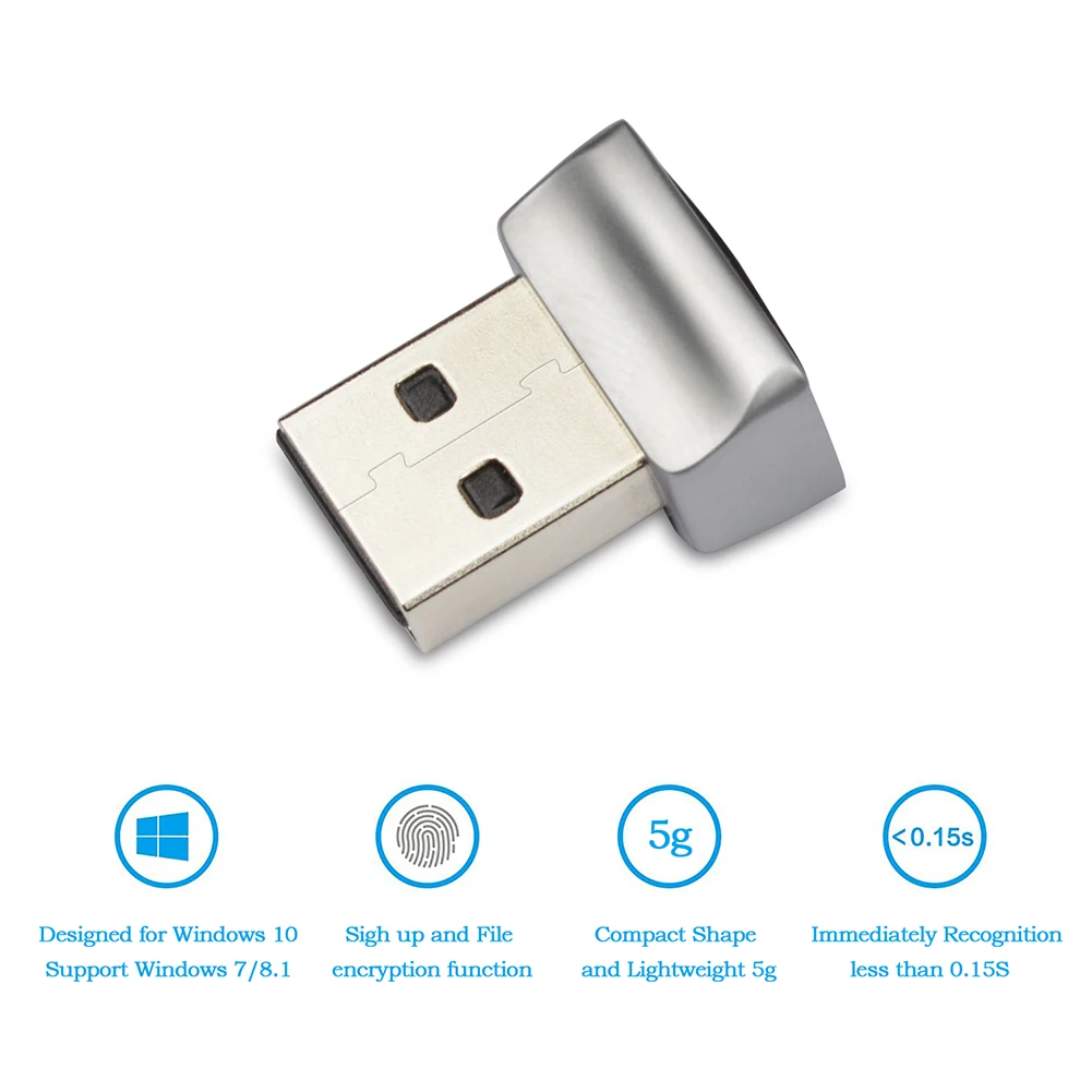 USB pirštų Atspaudų Skaitytuvo Windows 10 Sveiki, pirštų Atspaudų Prisijungimo Prietaiso Laptop Ir PC Biometrinis Skeneris Spynos Nuotrauka 3