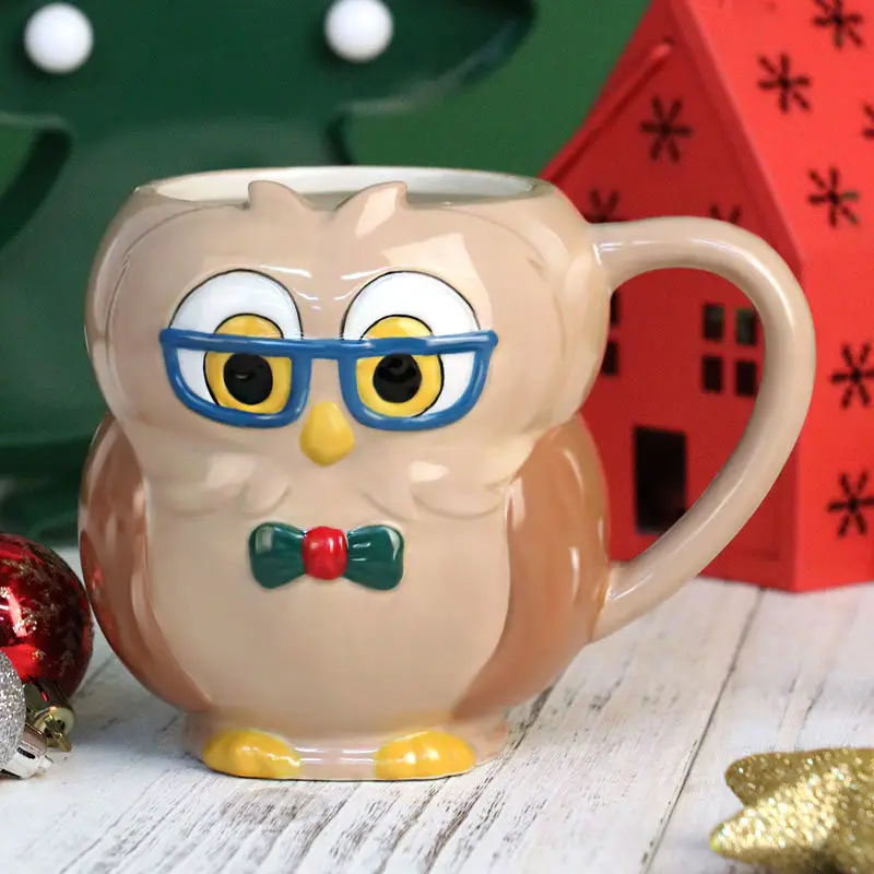 Ženklas taurės dovana ranka piešti mielas animacinių filmų keramikinis puodelis, 3 d gyvūnų puodelio kavos puodelio, puodelis mielas kavos puodeliai, puodeliai taurės rinkinys Nuotrauka 3