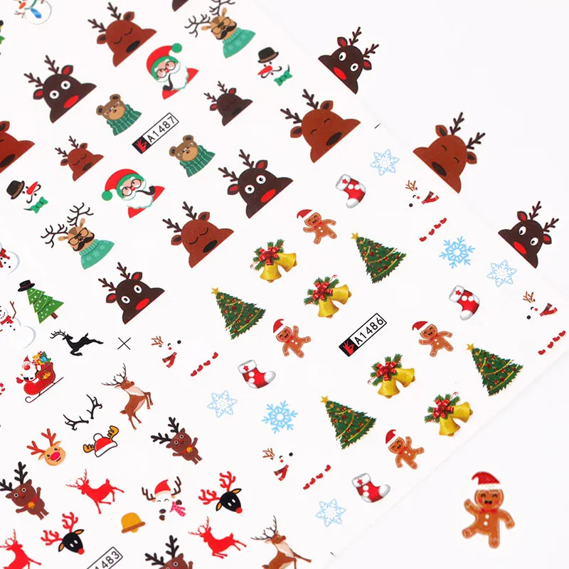 1 Set žiemos naujųjų metų Dizainas spalvingas blizgučiai kalėdos / kalėdų lipdukas nagų slankiklį, folija, dekoravimo patarimas filigranas lipdukai Nuotrauka 4