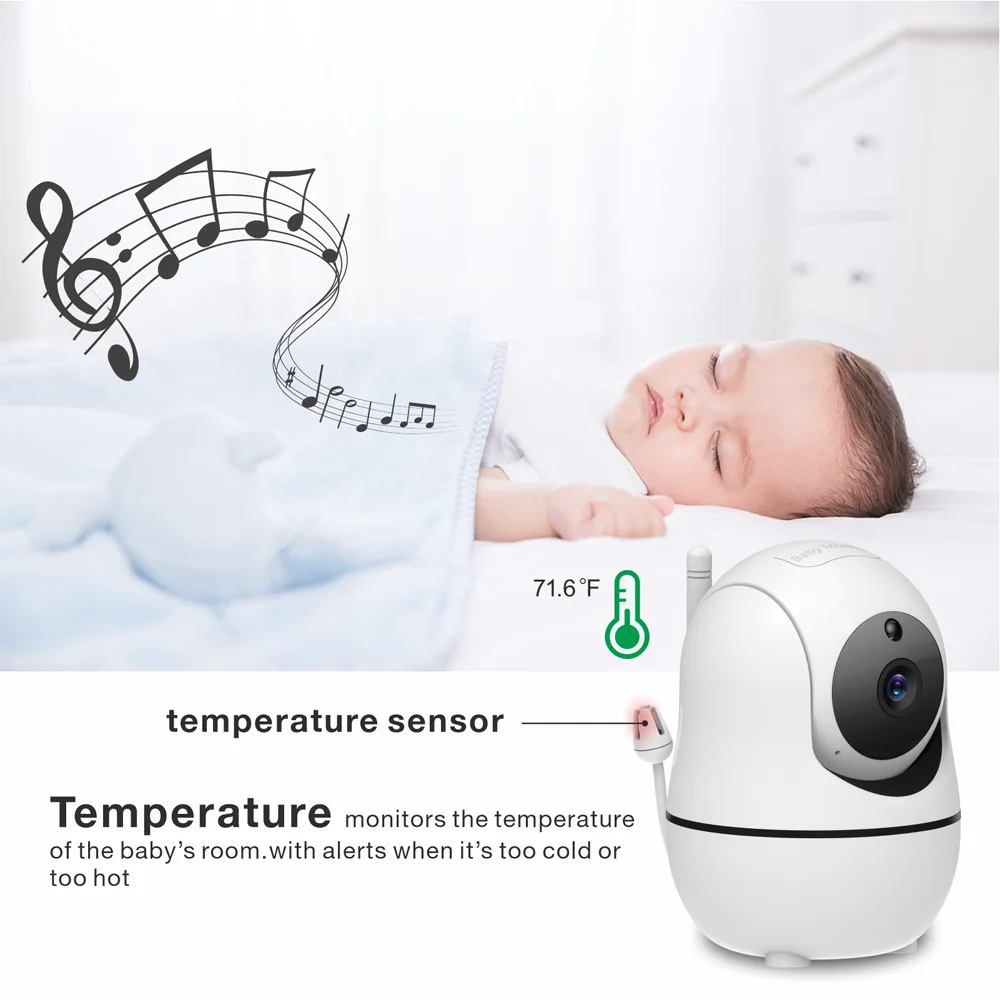 Hebeiros 360 7Inch Video Baby Monitor 4X Zoom PTZ Šėrimo Priminimas Temperatūros Jutiklis Kalbėti Atgal Baterija Saugumo Auklės Kamerą Nuotrauka 4