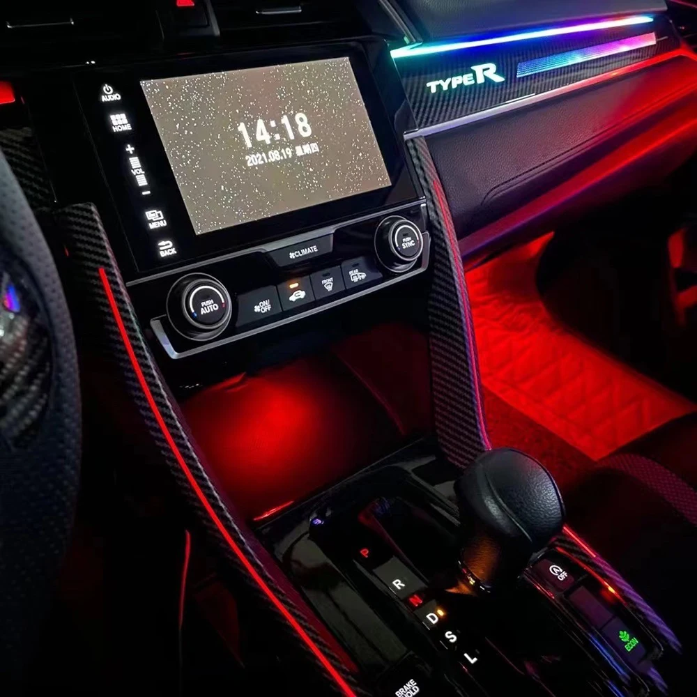 Honda Civic 2016-2021 Atmosfera Šviesos diodų (LED Kojoms Centrinio Valdymo Lempa, Pilnas Automobilio prietaisų Skydelyje Passnger Aplinkos Žibintas 3D Tweeter Nuotrauka 4