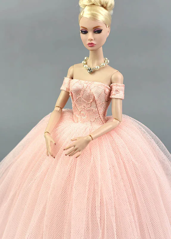 Rožinis Mados Vestuvių Suknelė Barbie Lėlė Princesė Vakare Šalies Drabužius Nešioja Ilgas Sukneles Lėlės Drabužius Barbie Lėlių namelis Nuotrauka 4