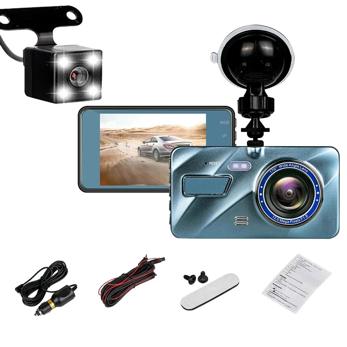24H Automobilių DVR Kamera Brūkšnys Cam Black Box Vaizdo įrašymo Galinio vaizdo Dvigubas Objektyvas HD Ciklo Įrašymo, Vaizdo Veidrodis Diktofonas Automobilio Aksesuaras Nuotrauka 5