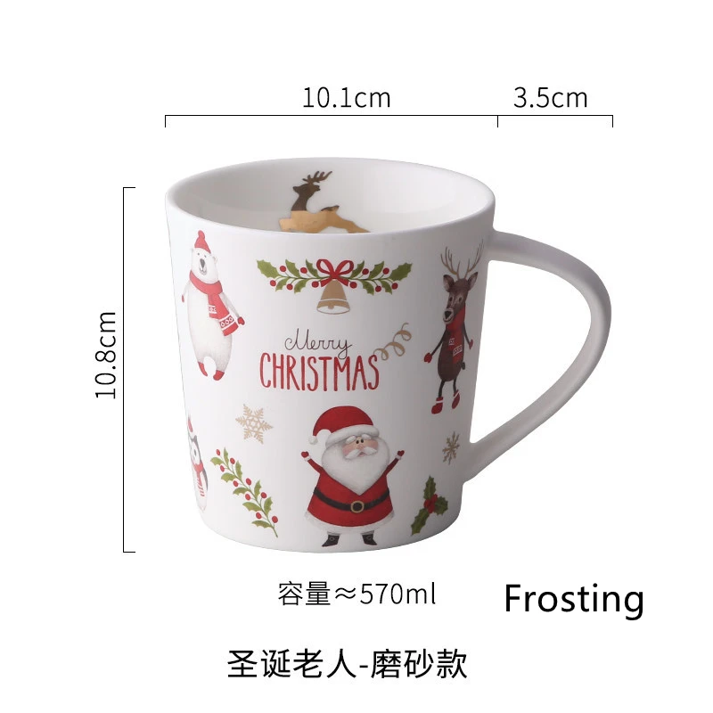 500ML Kalėdų keramikinis Puodelis kūrybos Kavos Puodeliai pora Puodelis kavos puodelio gerti taurės didelės talpos arbatos puodelio pieno Kalėdų dovana Nuotrauka 5