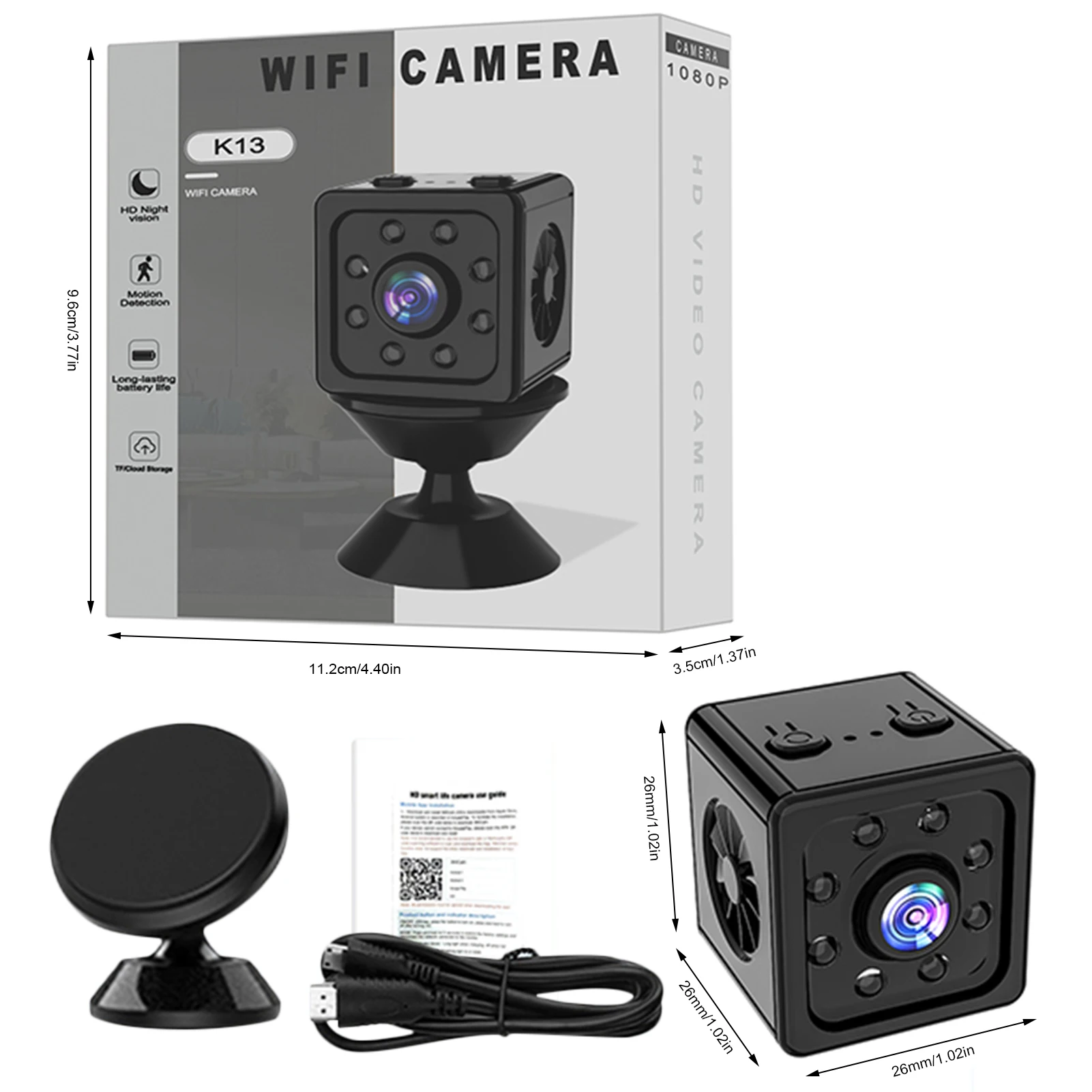 Belaidė Kamera 1080p HD Wi-fi, Kamera Naktinio Versija Diktofonas Mini Smart Kamerų Vaizdo Stebėjimo, IP Kameros Kūdikio stebėjimo Nuotrauka 5