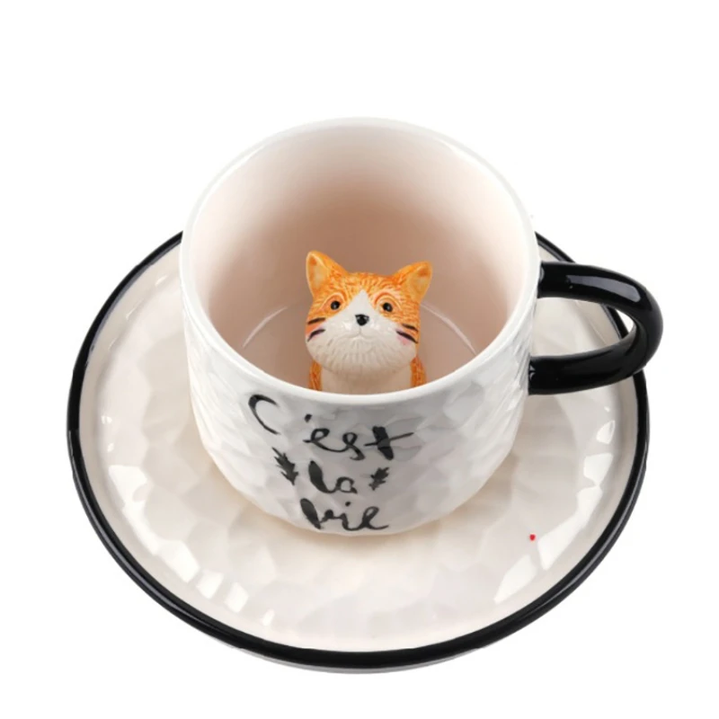 Cute Kačių Kinijos Porceliano Puodeliai, Kavos puodeliai Mielas Puodeliai Didelės Talpos 500ML Drinkware Gimtadienio Dovana Kambario Apdaila Nuotrauka 5