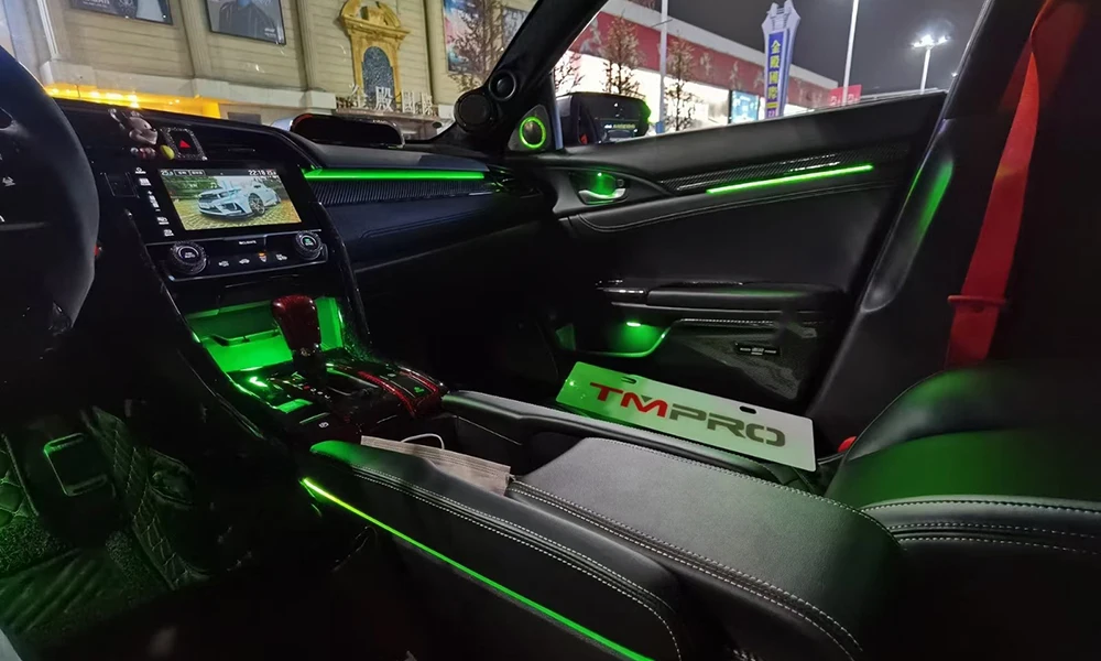 Honda Civic 2016-2021 Atmosfera Šviesos diodų (LED Kojoms Centrinio Valdymo Lempa, Pilnas Automobilio prietaisų Skydelyje Passnger Aplinkos Žibintas 3D Tweeter Nuotrauka 5