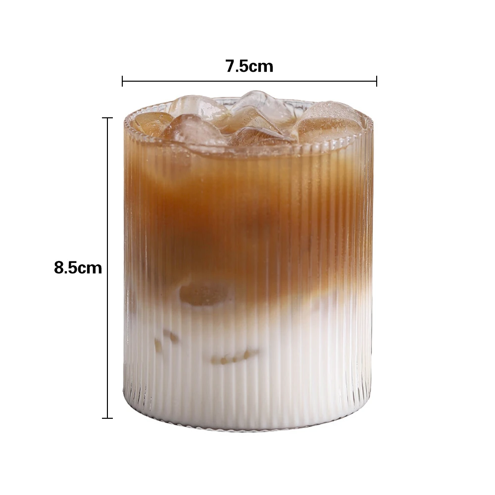 Karščiui atsparaus Stiklo Taurės Tiesiai Dryžuotas Stiklo Šalta Latte Americano Taurės Japonijos Vertikalios Stiklo Vandens Stiklinės Pieno, Sulčių Puodelis Nuotrauka 5