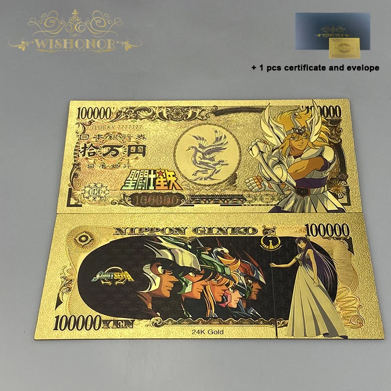 Naujas 5 Dizaino Japonijos Anime Korteles Saint Seiya Banknotų Animacinių filmų Plastikinės Kortelės 24K Auksu Surinkimo Nuotrauka 5