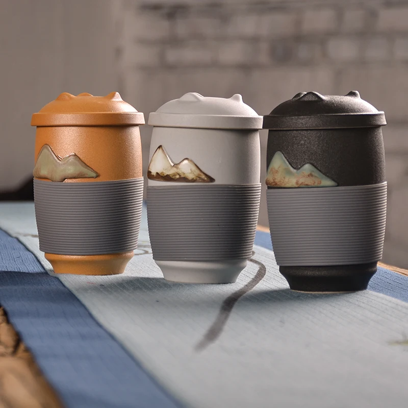 TANGPIN kinų keramikos arbatos puodeliai, keramikos arbatos puodelio kelionės arbatos puodeliai su filtrais, 300ml Nuotrauka 5