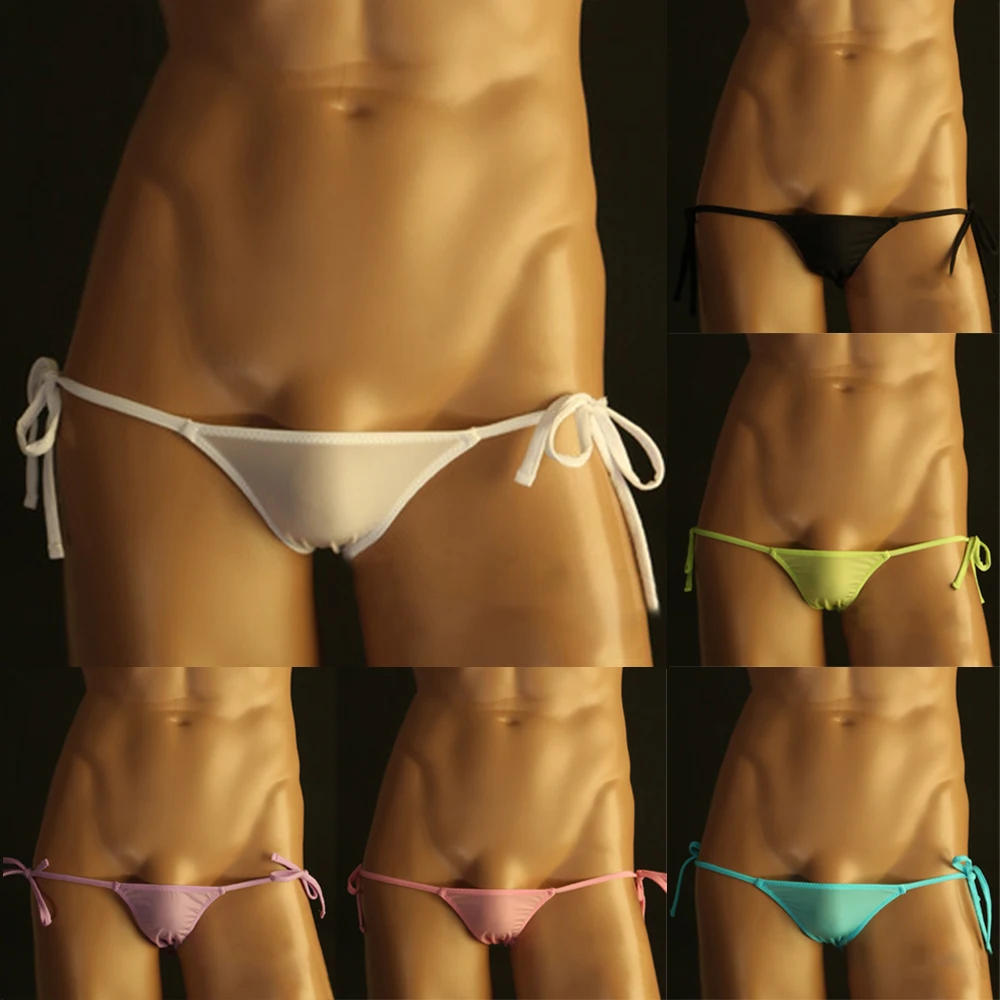 Vyrų G-String Varpos Dėklas Apatiniai T-Nugaros Apatinės Kelnės Sexy Mažaaukščių Bikini Matyti Per Nėrinių Kietas Vyriškos Kelnaitės Quick Dry Kelnės Nuotrauka 5