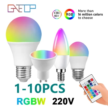 1-10VNT LED Protingas RGBW lemputė AC220V GU10 A60 G45 C37 24 pagrindinių spindulių nuotolinio valdymo 6W 10W spalva plius balta šviesa tamsos