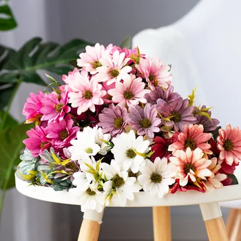 10 Galvų Spalvotų Rožių Gėlių Vaza Namų Dekoro Priedai Netikrą Daisy Plastiko Gėlės, Vestuvių Dekoravimas Netikrą Gėlės