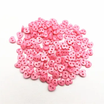 1000pcs Plastiko 6mm Rožinės spalvos Mini Tiny Širdies Mygtukai, Siuvimo Lėlės Drabužius 2 Skyles Mygtuką Scrapbooking Priedai