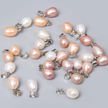 10vnt Natūralus baltas rožinė, violetinė šampano Perlų Pakabučiai vandens lašas Gėlavandenių perlų žavesio papuošalai padaryti karoliai, auskarai