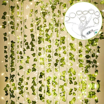 12pack 2.2 m Dirbtiniai Augalai Girliandą Žalias Lapas Vynuogių Ivy Padirbtų Augalų Sienos Artifici Rose Kabo Gėlių Sodas Namų Vestuvių