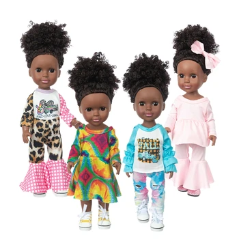 14.5 Colių Juoda Mergina Afrikos-Amerikos Skalbti Realus Silikono Baby Doll Partneris Lėlės Vaikų Dienos Gimtadienio proga Žaislų