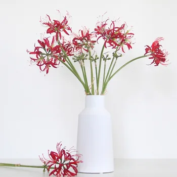 1pcs Imituojamas Lycoris Gėlių Durnaropė Dirbtinių Gėlių Raudona Voras Lily Šilko Gėlių INS Stiliaus Namų Puošybai Gėlių Išdėstymas