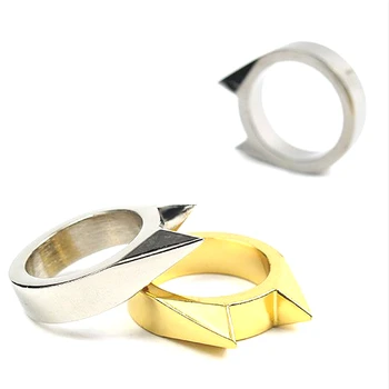 1piece Stiliaus savigynos Žiedai Nešiojami Piršto Ginklų Išgyvenimo Lauko Avarinė Gynybos Žiedas Priemonė, Aukso Spalva Juoda