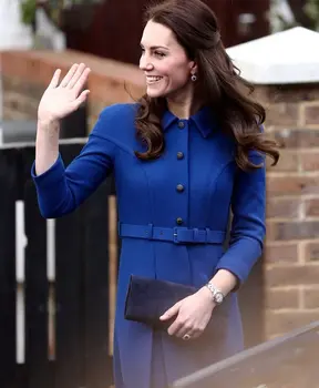 2019 m. Pavasarį Naują Kate Middleton Princesė Kailis Mados-Line mėlyna OLIS Kailis