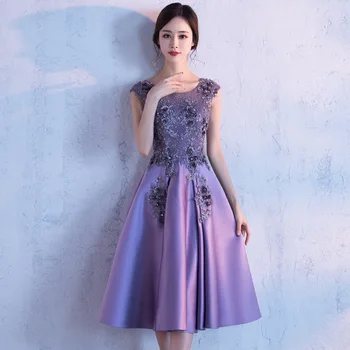 2021 Naujas Mados Purpurinis Vakaras Suknelė Appliques Gėlių Berankovis O-kaklo Pokylių Šalis Suknelė Chalatas De Haute Couture 