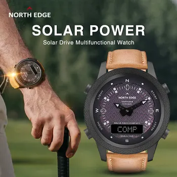 2021 Naujas ŠIAURĖS KRAŠTO Vyrų Skaitmeninis Saulės Energijos Smart Žiūrėti Lauko Sporto Full Metal Vandeniui 50M Kompasas Atgalinės atskaitos Smartwatch