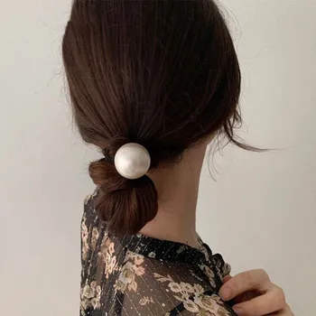 2022 Mados Didelis Perlas Plaukų Ryšius Korėjos Paprasta Hairband Scrunchies Moterų, Mergaičių Plaukai Surišti Į Uodegą Elastinės Gumos Juosta Plaukų Aksesuarai