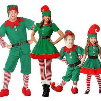 2022 Naujas Kūdikis, Kalėdų Drabužius Berniukas Mergaitė Elf Kalėdos Drabužių Nustatyti Unisex Žalia Raudona Partijos Viršūnės Kelnes, Skrybėlę Diržo Apranga Cosplay Kostiumas