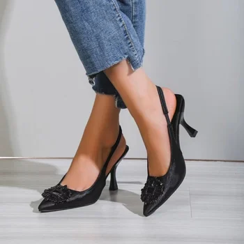 2022 naujas mados pavasario vasaros kietas sexy sandalai pažymėjo tne aukštos ploni kulniukai drugelis mazgas elegantiška trumpa moterų office batai