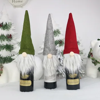 2023 Naujus Produktus Namų Kalėdų Dekoracijas Beveidis Gnome Lėlės Vyno Butelis Nustatyti Kalėdų Šampano Apdailos Dovanų Maišelis