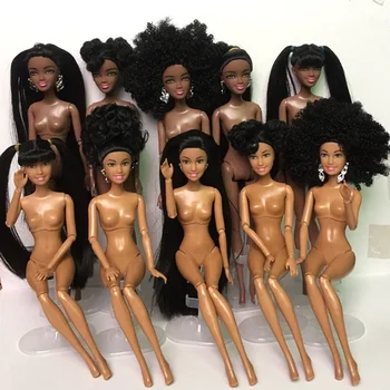 30cm Aukščio Juodosios Lėlės Multi-Juoda, šlifuota Oda Afrikos Lėlės su juodais Plaukais Merginos 