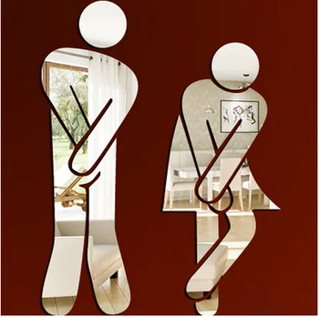 3D Veidrodis Lipdukas Mados WC Tualeto Durų Įėjimo Ženklas, Vyrams, Moterims, Vonios kambarys 