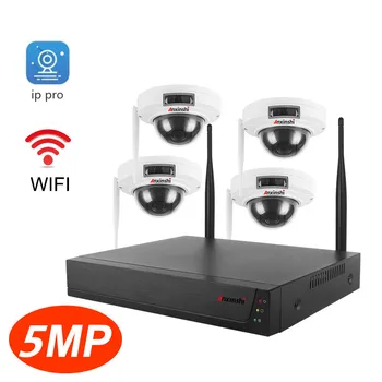4CH 5MP 2MP, WIFI Dome Camera IP Sistemos, Namų Vaizdo Stebėjimo Komplektas AI Veido Aptikimo Lauko 1080P Kamera, WiFi Bevielis NVR Rinkinys