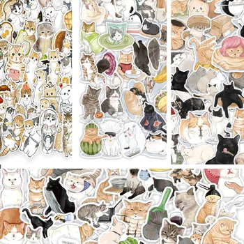 50 vienetų animacinių filmų rankomis dažyti kačių mielas nešiojamojo kompiuterio lipdukai vandeniui lagaminą raštinės reikmenys gitaros sąsiuvinis lipdukas
