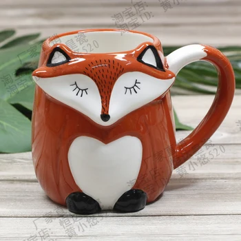 500ML Mielas Gyvūnų 3D Fox Kavos Puodelį, Didelės Talpos Rankomis Dažyti Animacinių filmų Keramikos Pusryčiai Pieno Puodelis Nemokamas Pristatymas