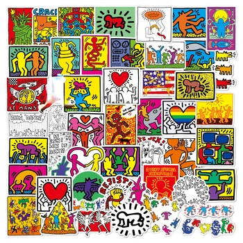 50PCS Gatvės Grafiti Keith Haring Lipdukai Vandeniui Lipdukai Bagažo Nešiojamas Motoroleris, Automobilių Refrižeratorių, Dviračių Reikmenys