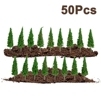 50Pcs Ho Masto Plastikinių Miniatiūrų Modelis Medžių Statybos Traukinių Geležinkelio Maketas Dekoracijos Kraštovaizdžio Priedai