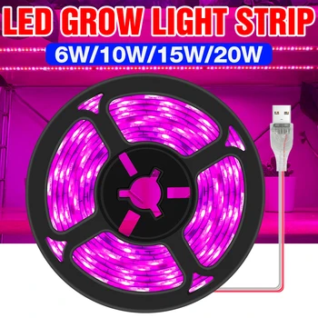 5V LED Grow Lempa Visiškai Spectru Fito Šviesa Juostelės LED Auginimo Palapines Lauke Šiltnamio efektą sukeliančių Gėlių Sėklų Hydroponics USB Fitolampe 0.5 1 2 3M