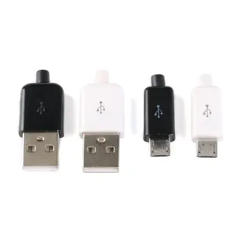 5vnt Micro USB 5PIN Suvirinimo Tipas Male Plug Jungčių Įkroviklis 5P USB Uodega Įkrovimo Lizdas 4/3 1 Baltas Juodas 