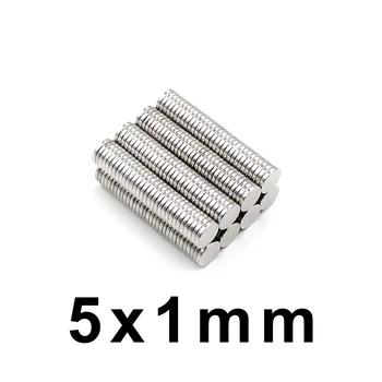 5x1mm Super Stiprus Apvalus Diskas Blokai Retųjų Žemių Neodimio Magnetai, Šaldytuvas Amatų Akustinių bangų Srityje, Elektronikos Aimant Imán